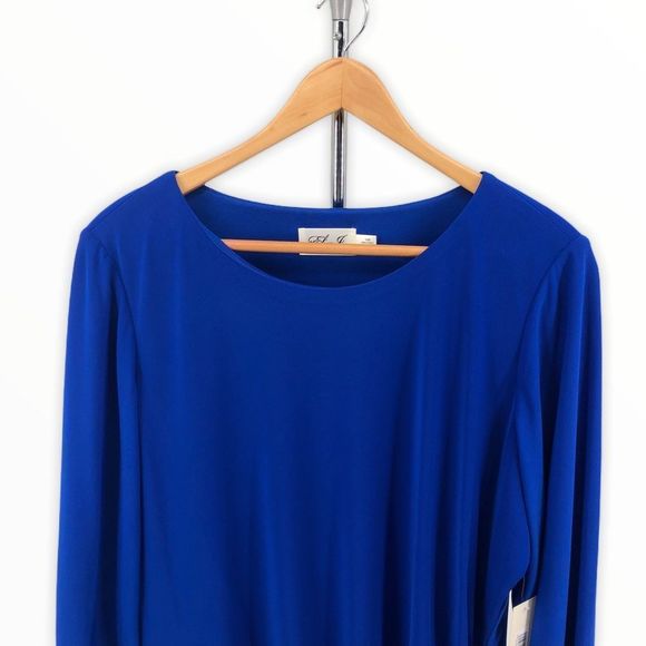 Eliza J Cobalt Blue Side Ruched Long Sleeve Dress NWT - Picture 4 of 12